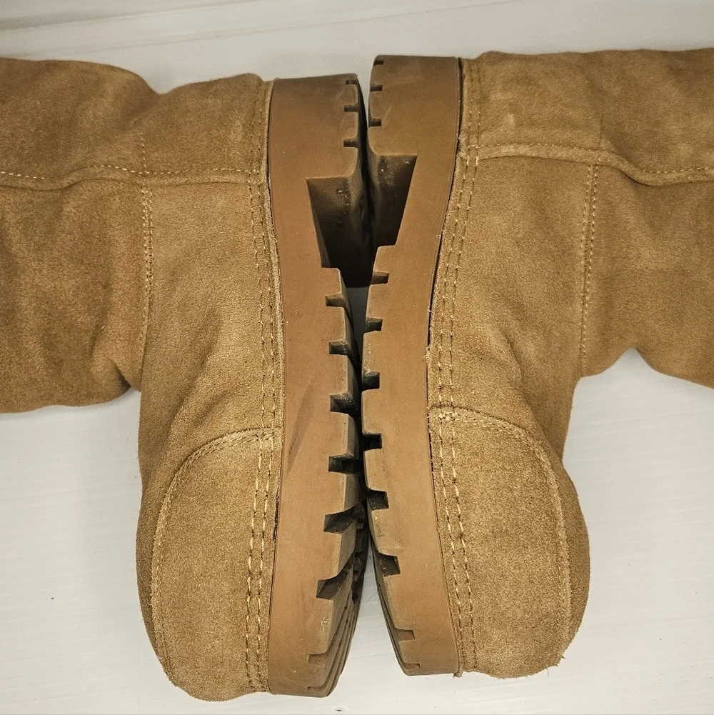 BARTONEAGA Womens Tan Suede Shearling Lined Mid Calf Winter Boot Sz 245 US 7–7,5